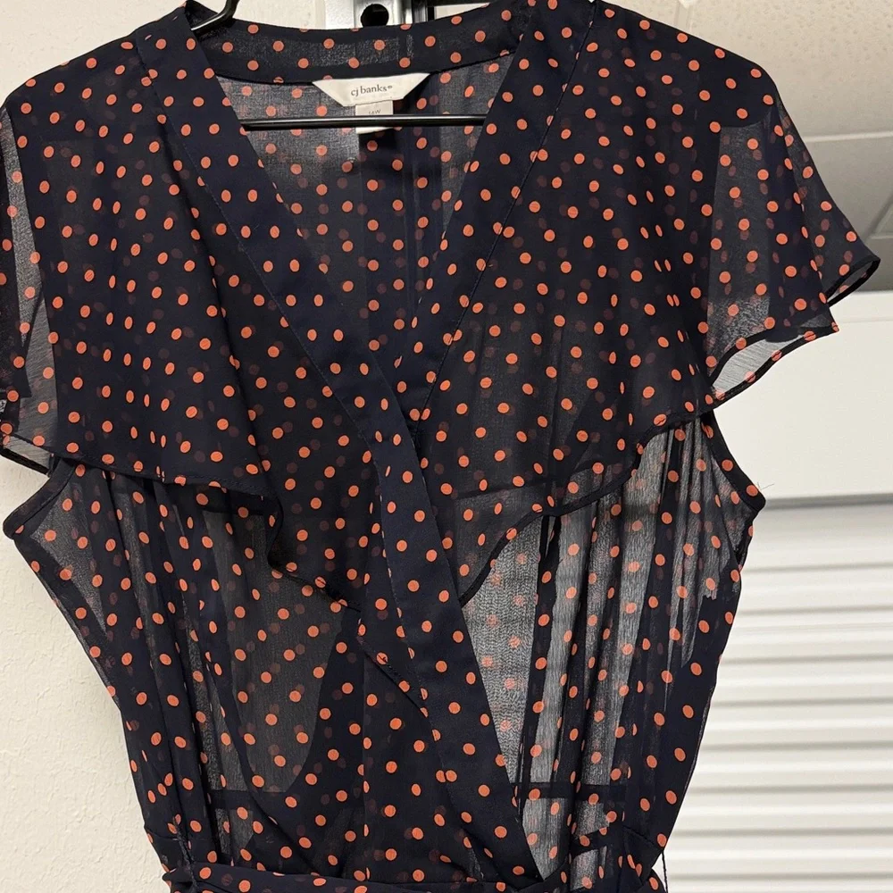 CJ Banks Women’s Blue and Red Polka Dot Dress Size 16 W - Picture 2 of 11